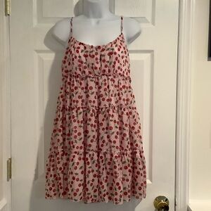 TRIXXI Pink Tiered Ruffle Coquette Girl Coastal Cowgirl Cherry Babydoll Dress M